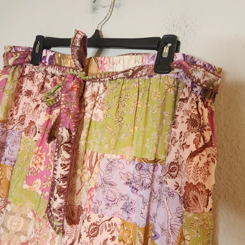 Johnny Was River Tiered Maxi Skirt Pull On Belted Silk Cotton Size XL - Picture 8 of 13